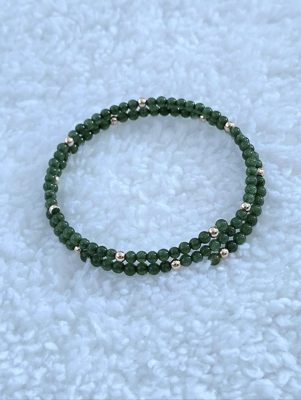 Green💚 Jade and 14K Gold💛 Beads Wrap Bracelet - NWT